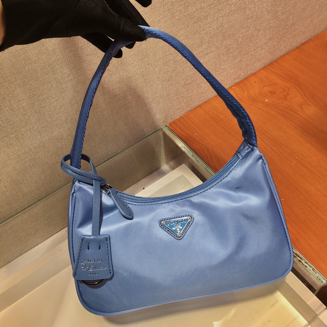 Prada Mini Re Nylon Re Edition 2000 Hobo Bag Handbag Blue 1NE515